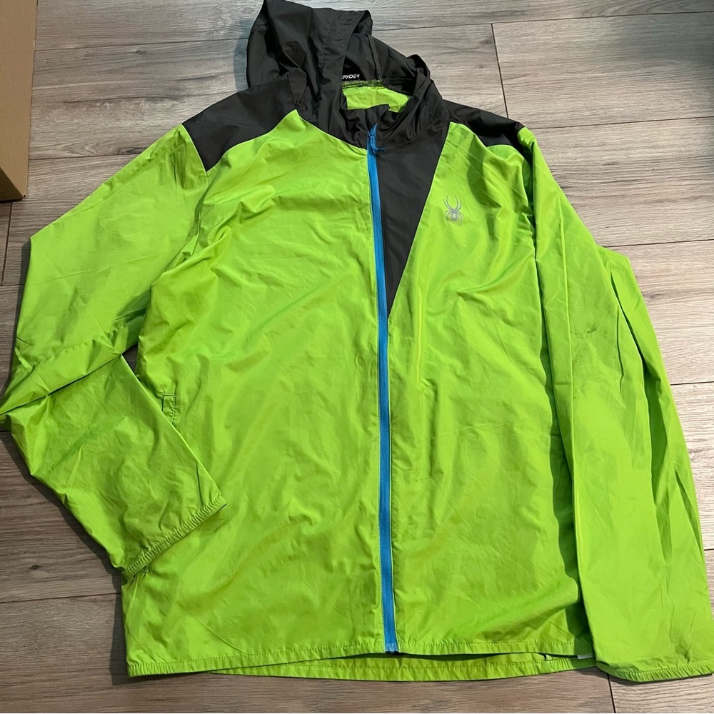 Spyder Green and Black Windbreaker Lightweight Athletic Jacket